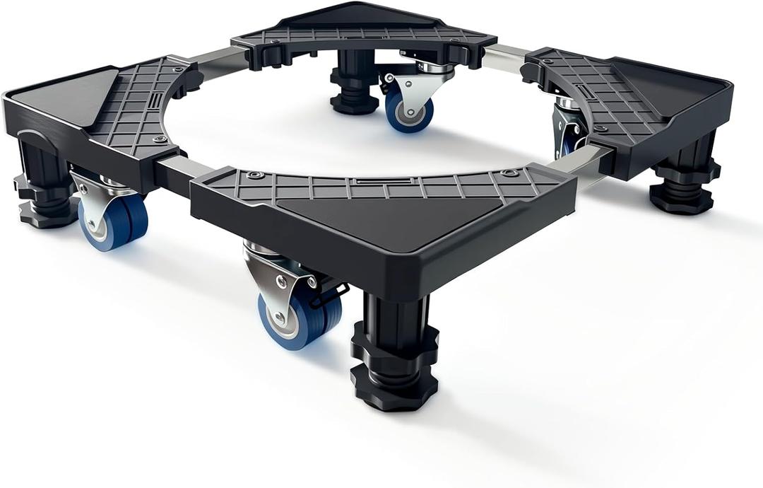 Adjustable Mini Fridge Stand with 4 Heavy-Duty Legs & 4 Locking Swivel Wheels - 16-27 Inch Universal Base for Refrigerators, Washing Machines & Dryers