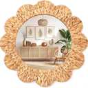 Sintuff Boho Wall Mirror Decorative, Handwoven Water Hyacinth, 24 Inch