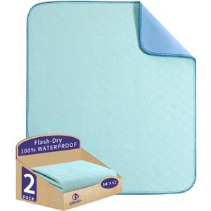 Bed Pads Washable Waterproof,Washable Underpads,Super Absorbency Reusable Bedwetting Incontinence Pads for Kids, Adults, Elderly, and Pets - Waterproof Protective Pad for Couch,Sofa,Floor,Bed (2 Pack - 34"X52")