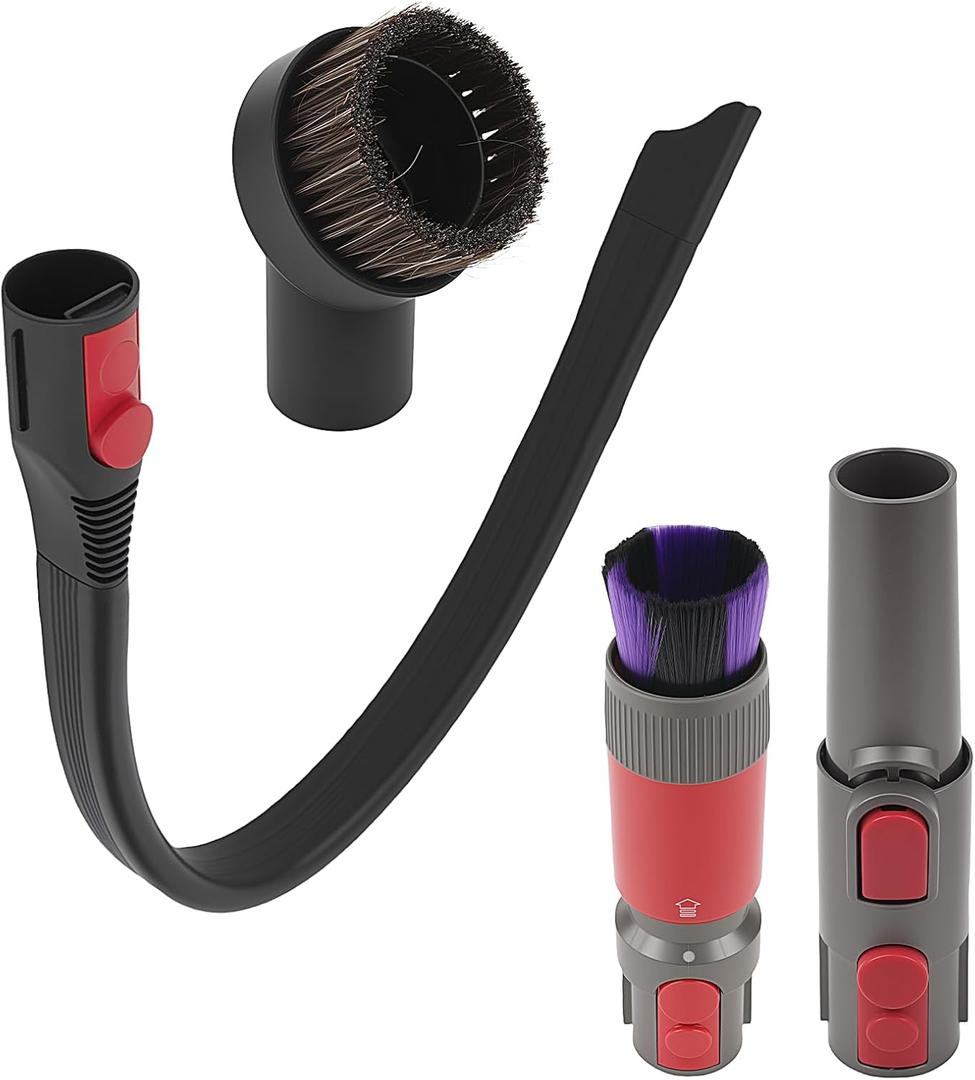 Leadaybetter Brushes & Attachments for Dyson V7 V8 V10 V11 V15 Gen5, Horsehair Vacuum Attachment, Traceless Dust Brush, Flexibible Suction Nozzles for Vacuum Cleaners