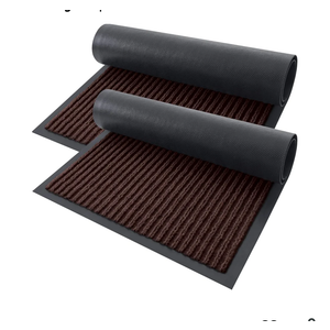 OLANLY Front Door Mat Indoor Outdoor Entrance, 2-Pack 29.5 x 17 Inch, Waterproof Heavy Duty Doormat, Fade Resistant, Low Profile, Easy Clean Patio Porch Welcome Floor Mats for Entry, Brown