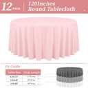12 Pack Round Tablecloth 120 Inch - Pink Polyester Tablecloth for Round Table, Premium Pink Tableclothes Washable Fabric Table Cover for Wedding Party Banquet Restaurant Reception Dining