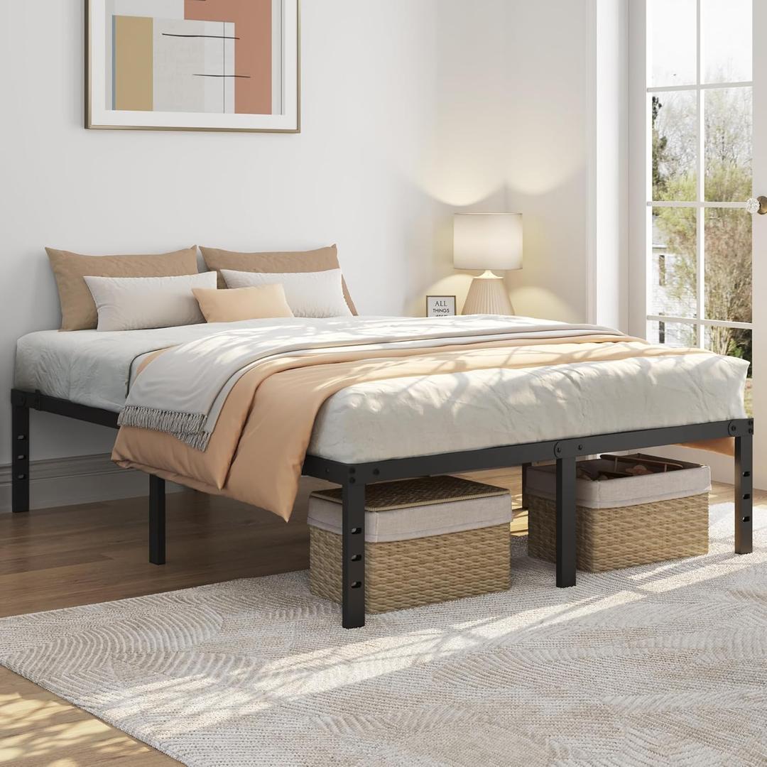 Yaheetech 14 Inch Queen Bed Frames Heavy Duty Metal Platform Bed with Under Bed Storage, No Box Spring Needed, Easy Assembly, Sturdy Steel Slat Support, Black