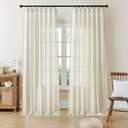 Joydeco polyester/Linen Curtains 96 Inch Length for Bedroom, Beige Light Filtreing Curtains 96 Inches Long Living Room Drapes 2 Panel Sets with Rod Pockets Back Tab (96" L x 52" W, Beige)