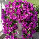 Faux Bougainvillea Artificial Flowers Plants for Outdoors Outside Decoration, 2 pcs Purple Fake Flowers UV Resistant Look Real Silk Long Trailing Vines for Front Door Porch Planter Urn Patio Garden