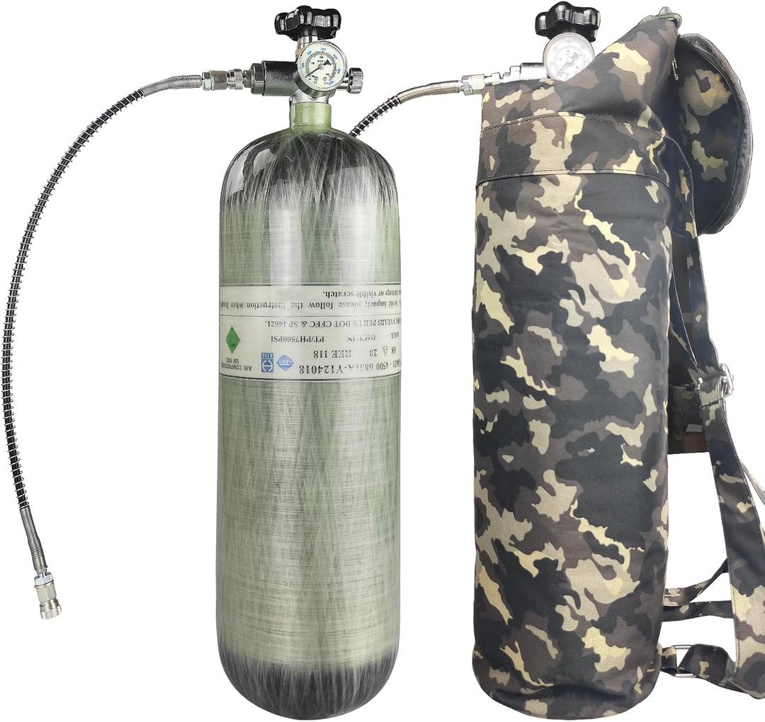 6.8L/416 Cu.in DOT Carbon Fiber Cylinder 74 Cu Ft 4500 PSI Tank Air Filling Station&Charging System for PCP Paintball HPA Air Guns