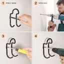 Set of 6 Garage Wall Hooks, Wall Metal Hooks, Double Hooks, Black, Double Garage Hooks for Organizing Ropes, Chairs, Hoses (Model 2)