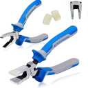 SPEEDWOX Glass Running Pliers and Breaker Grozer Pliers Set 2 Pcs with 2 Pair of Rubber Tips Professional Glass Grozing Pliers for Stained Glass Work Key Fob Curved Jaws Pliers Mosaics Breaking Tool