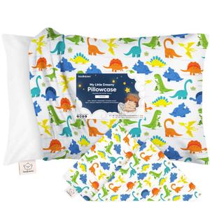 KeaBabies Toddler Pillowcase 13"x18" - Organic Cotton Toddler Pillowcase for Kids, Boys,Girls,Soft & Durable Cotton Cover for Miniature Sleepy Pillows,Cute Colors,Pillow Sold Separately(Happy Dino)
 (Pack of 2))