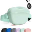 Dog Treat Pouch with Training Clicker, Upgrade Stronger Magnetic Closure to Avoid Spilling, 1.67 Cup Silicone Treat Bag Fanny Pack with Waist Belt for Pet Training Walking (Green)