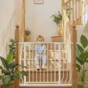 29-48" c, Baby Safety Essentials, Auto Close Gate for Doorways, Easy Install Pressure Mounted Dog Gate Indoor, Pet Gates for Dogs, White