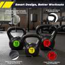 HULKFIT Kettlebell Sets Wide Grip 3-Piece Kettlebells Exercise Fitness Weight Set, 45LB Set, Black