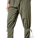 Runcati Mens Medieval Ankle Pants Renaissance Viking Pirate Lace Up Tapered Halloween Linen Costume Trousers XL