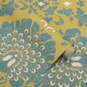 3 x CiCiwind 15.5"393.7" Peel and Stick Wallpaper Vintage Peacock Contact Paper Removable Self Adhesive Wall Paper Mustard Ginger Wallpaper for Bedroom Living Room Decoral Cabinets