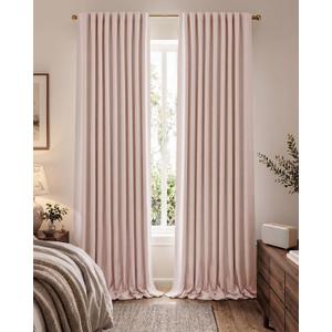 jinchan Pink Blackout Curtains 108 Inch Farmhouse Rod Pocket 2 Panels, 50"W x 108"L
