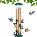 Kingsyard Metal Bird Feeders for Outdoors Hanging, Tube Bird Feeder with 6 Feeding Ports, 15 Inch, Chew-Proof & Weatherproof, Green