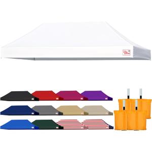 Tradesparker 10x20 Commercial Pop Up Canopy Replacement Top-Windproof D-Rings+Banner Grommets+Loop Pile Wall System, Ez Canopy Cover ONLY-Frame/ Side Walls NOT Included(White)