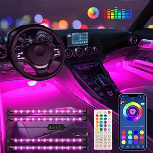Interior Car Lights Keepsmile Car Accessories APP Control with Remote Music Sync Color Change RGB Under Dash Lighting with Charger 12V LED Lights Running Board Lights (12V Cigarette Lighter)
