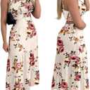CHICME Summer Dresses for Women 2026 Sleeveless Casual Boho Maxi Dress Square Neck Cut Out Floral A Line Dress, Large