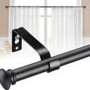 Curtain Rods for Windows 28 to 50 Inch - 5/8 Heavy Duty Curtain Rod Set - Decorative Cafe Drapery Rods with Brackets for Kitchen,Bathroom,Sliding Door - Matte Black