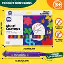 12 Colors Twistable Washable Window Crayons,Silky Non-Toxic Art Markers for Glass,Paper,Bath & Window Painting