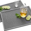 Bar Mat - 18"X12"(2 Pcs) Rubber Bar Mats for Countertop & Dish Drying, Non-Slip Bartender Mat with Airflow Design for Home Bar, Cocktail Set, Kitchen & Outdoor Use (Gray)