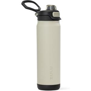 ZULU Powerfill Pro 24oz Stainless Steel Water Bottle with Quick Fill Lid, Triple Walled Vacuum Insulated Metal, Leak Proof Locking Lid, Sip and Chug, Reusable BPA Free, Ash