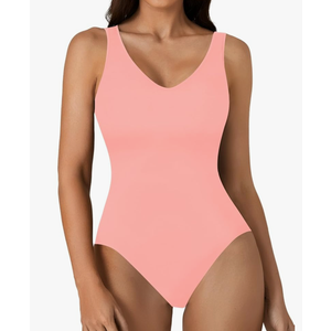 Women's Scoop Neck Sleeveless Bodysuit Ribbed Sexy Backless Leotard Tank Top S