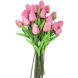 10-Heads Tulips Artificial Flowers Arrangement Centerpiece Decoration Flowers for Wedding Flowers Bouquets Office Desk (Pink)