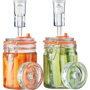 JILLMO Fermentation Jar, 700ml Fermenting Kit with Fermentation Weights and Airlocks, Pack of 2