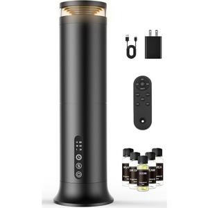 Waterless Scent Diffuser Starter Kit – TwoFluid Nano Tech 1000 Sq Ft Coverage, Aromatherapy Essential Oil Diffuser for Home, Hotel, Office, Included 5 Scented Essential Oils, Remote Control