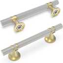 10 Pack 3-3/4 Inch Cabinet Pulls knurled Brushed Satin Nickel and Brushed Gold Kitchen Cabinet Handles Aluminum and Zinc Alloy Drawer Pulls Solid Cabinet Hardware
