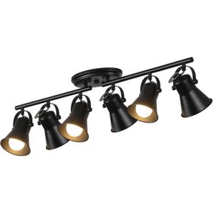 KEESFU 6-Light Track Lighting Kit,Black Semi Flush Mount Ceiling Light with 6 Rotatable Light Heads,Modern Accent Lighting for Livingroom,Bedroom,Hallway,Art Wall,Bathroom,Kitchen.(6-Light)