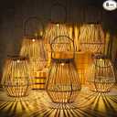 VIHOSE 6 Pack Solar Lantern Outdoor Waterproof Rattan, Square