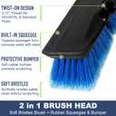 52" Car Wash Brush with Long Handle | Built-in Rubber Squeegee & Rubber Bumper | Lightweight extendable Handle | Soft Bristle Brush for Car, RV, Boat, Solar Panel, Deck Washing