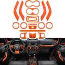 E-cowlboy 18 PCS Full Set Interior Decoration Trim Kit Steering Wheel Center Console Door Handle Air Conditioning Vent Cup Holder Gear Cover Trim for Jeep Wrangler JK JKU 2011-2018 4-Door (Orange)