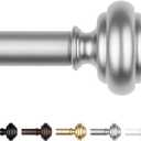 KAMANINA Silver Curtain Rods for Windows 32 to 58 Inches (2.6-4.8ft) Heavy Duty Curtain Rods, 7/8 Inch Adjustable Decorative Drapery Rods Set with Modern Finials