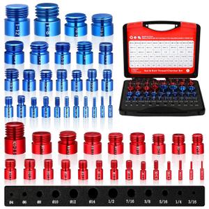 62 Pcs (50+12pcs) Thread Checker & Drill Checker, Nut and Bolt Threads Checkers, 27 Inch & 23 Metric Thread Gauge & 12 Drill Gauge Kit, nut Bolt Size Finder Checkers box for Quickly Identify