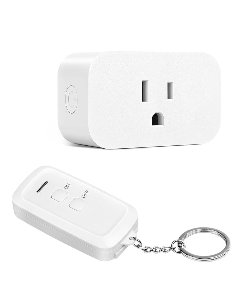 DEWENWILS Indoor Remote Control Outlet, Wireless Remote Light Switch, No Interference Remote Outlet Switch, No Wiring, 15A/1875W, 100ft RF Range, Compact Design, Programmable (White)