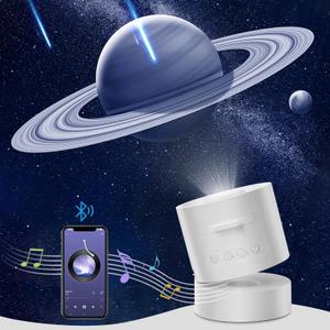 Planet Projector Night Light for Bedroom,Starry Galaxy Light Projector with Bluetooth Speaker,White Noise,Timer,Rechargeable Star Mood Light with 6 Discs for Adults Kids,Party,Gift