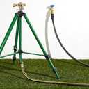 Orbit 1/2 Inch Brass Impact Sprinkler - Adjustable Metal Tripod - Long Range Lawn Watering System - 360 Degree Rotating Sprinkler - Heavy Duty Irrigation System - Adjustable 22-48 Inch Height - 58308