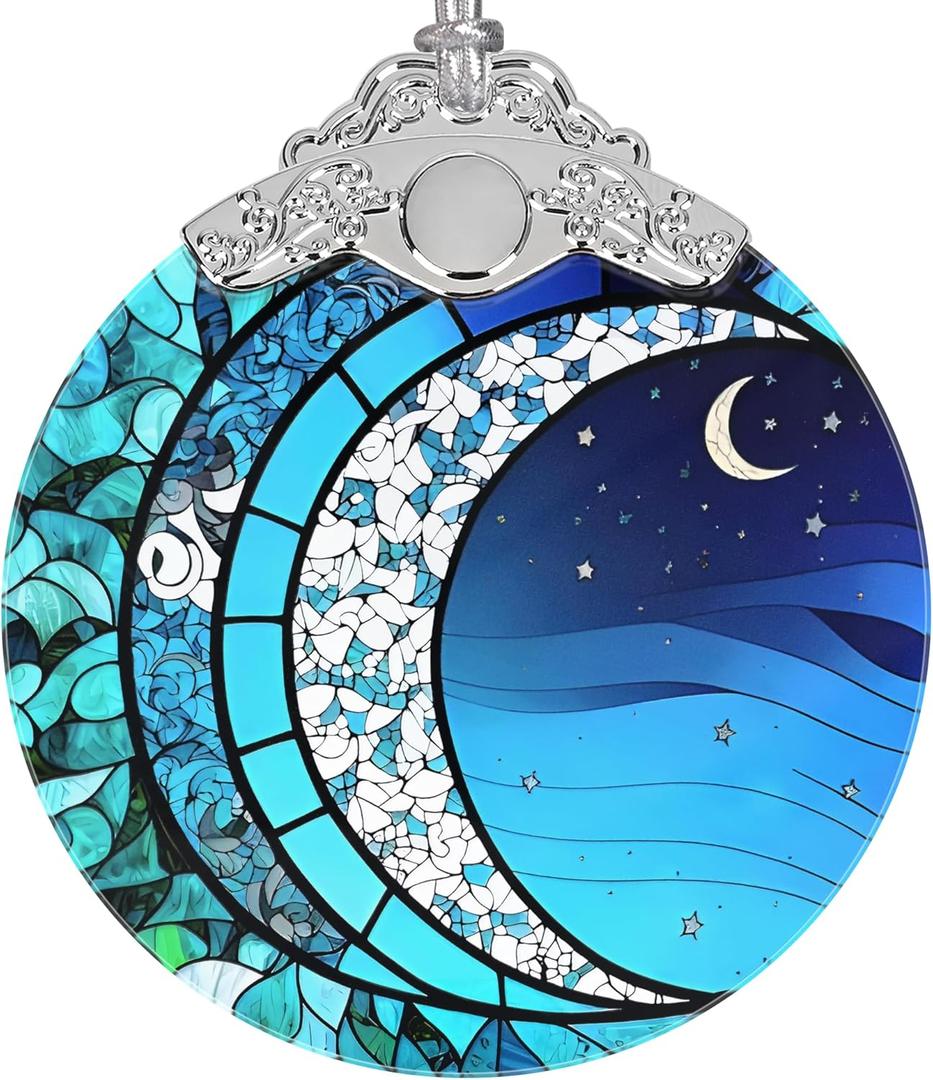 Blue Moonlight Ornament, Christmas Ornaments, Christmas Decorations for Tree, Stained Glass Ornament, Heirloom Keepsake, Gift Exchange, Gift Ideas, Bauble Present