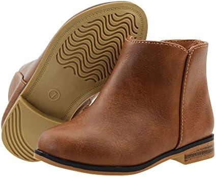 FLYFUPPY Girls Boots Ankle Boots for Girls Side Zipper Short Suede Booties Fashion Boots for Toddler/Little/Big Kids 1/32 Brown