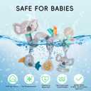 Baby Spiral Car Seat Toy, Stroller Hanging Sensory Toy for Newborn 0-12 Months, Soft Plush with Rattle Crinkle Teether, Koala Bird Activity Toy for Infant Boys Girls
