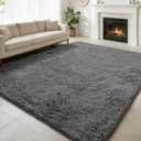 6x9 Fluffy Area Rug for Living Room,Shag Area Rugs for Bedroom,Deep Grey Soft Fuzzy Rug Non-Shedding Indoor Plush Carpet for Kids Bedroom Nursery Dorm Home Decor