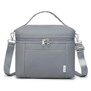 NOL Natural Organic Lifestyle Insulated Lunch Bags for Women Cooler Bag Lightweight Nylon Waterproof Lunch Box For Work (Small, Light gray)