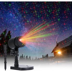 Christmas Projector Laser Lights Outdoor Red and Green Starry Projection Light 3 Working Modes Waterproof Plug in Mountable Landscape Lights for Holiday Xmas Indoor Party New Year Decoration Show