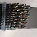 29Pcs Cobalt Drill Bit Set 1/16"-1/2", HSS with Black and Gold Finish, Twist Jobber Drill Bit Kit with Index Case for Cast Iron, Hard Metal, Stainless Steel, Plastic and Wood