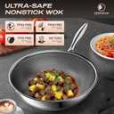 Wok,Hybrid 12-Inch Wok with Lid,Nonstick Stainless Steel Woks & Stir-fry pans,Dishwasher-Friendly,PFAS PFOA PTFE Free, Oven-Safe Up to 600°F,Compatible with All Cooktops