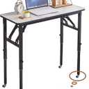 AMSXNOO Height Adjustable Standing Desk, No Assembly Folding Collapsible Computer Desk, Rolling Laptop Table for Workshop Home Office (100X40CM, White)